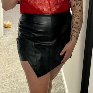 Faux leather skort